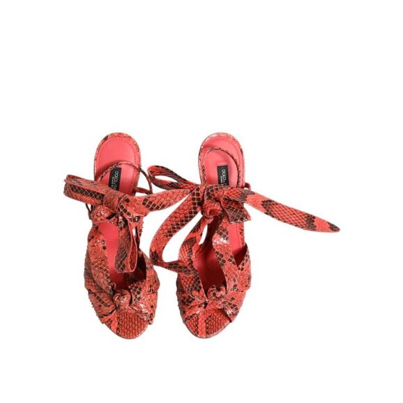 Dolce & Gabbana Snakeskin Tie Sandals Women Coral - Picture 3 of 6